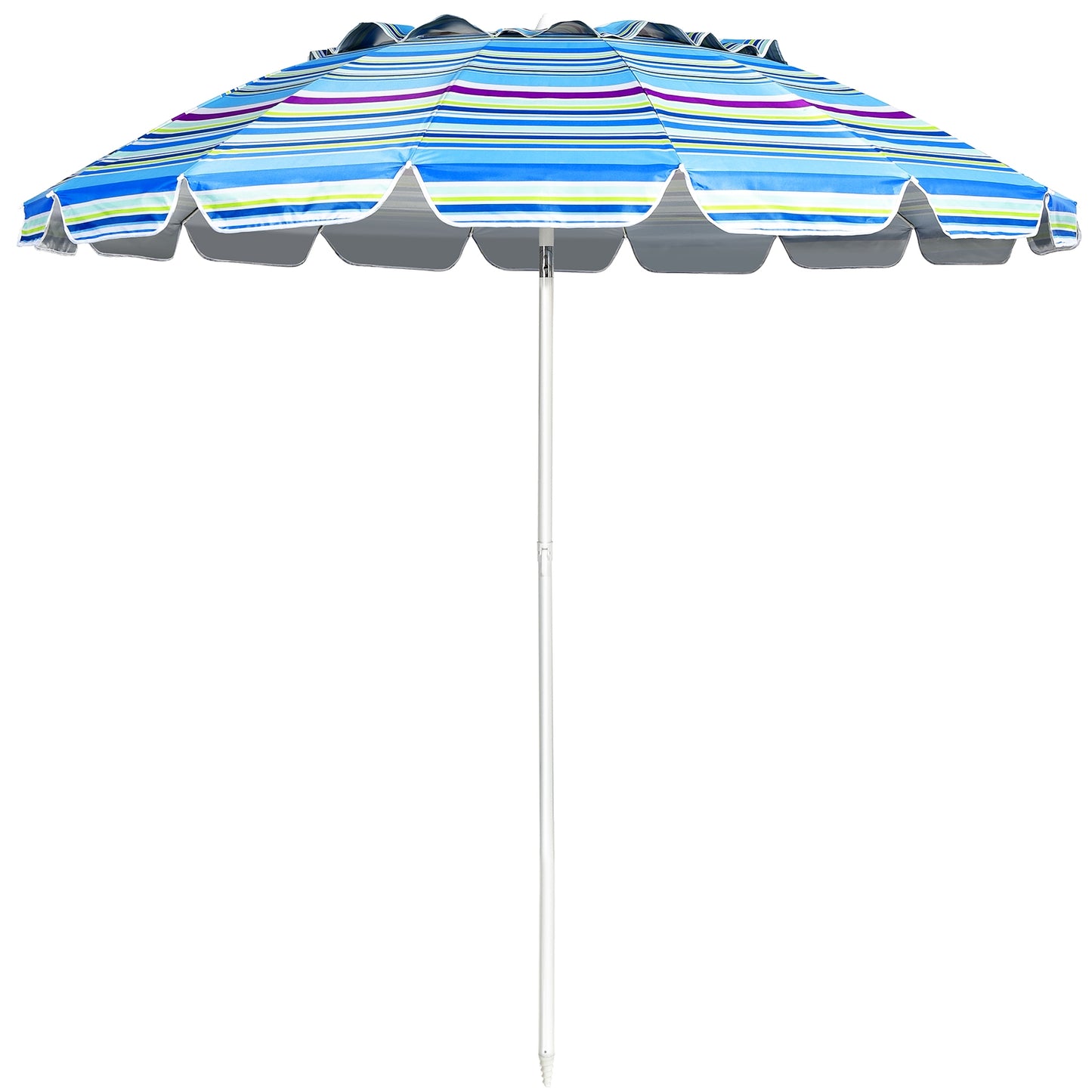 8FT Portable Beach Umbrella with Sand Anchor and Tilt Mechanism for Garden and Patio-Blue Kids Crystal