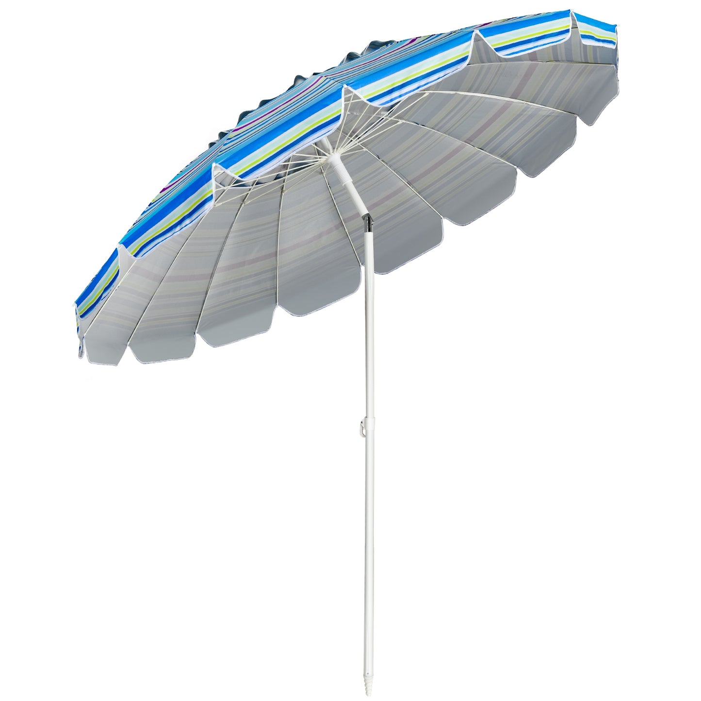 8FT Portable Beach Umbrella with Sand Anchor and Tilt Mechanism for Garden and Patio-Blue Kids Crystal