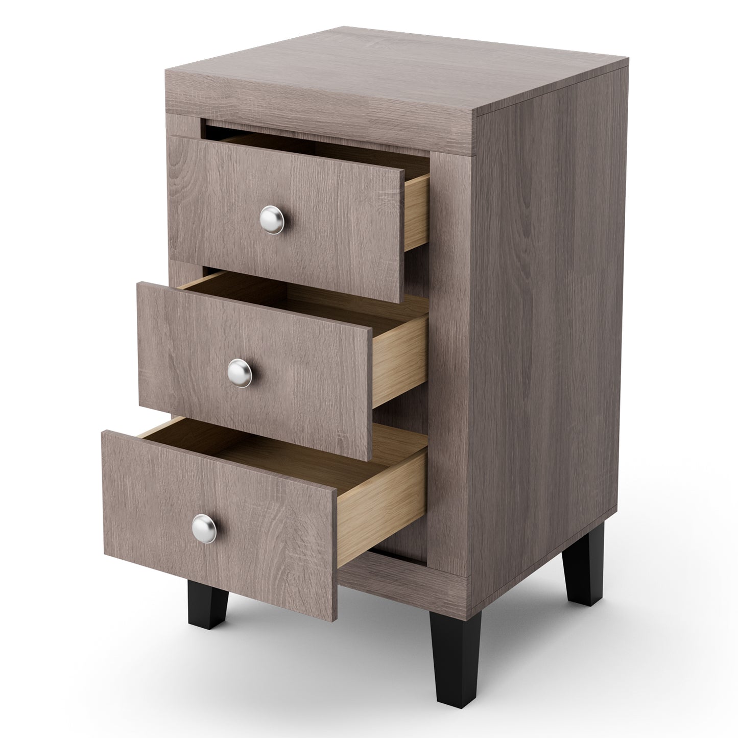 Modern Nightstand with 3 Drawers for Bedroom Living Room-Gray Kids Crystal