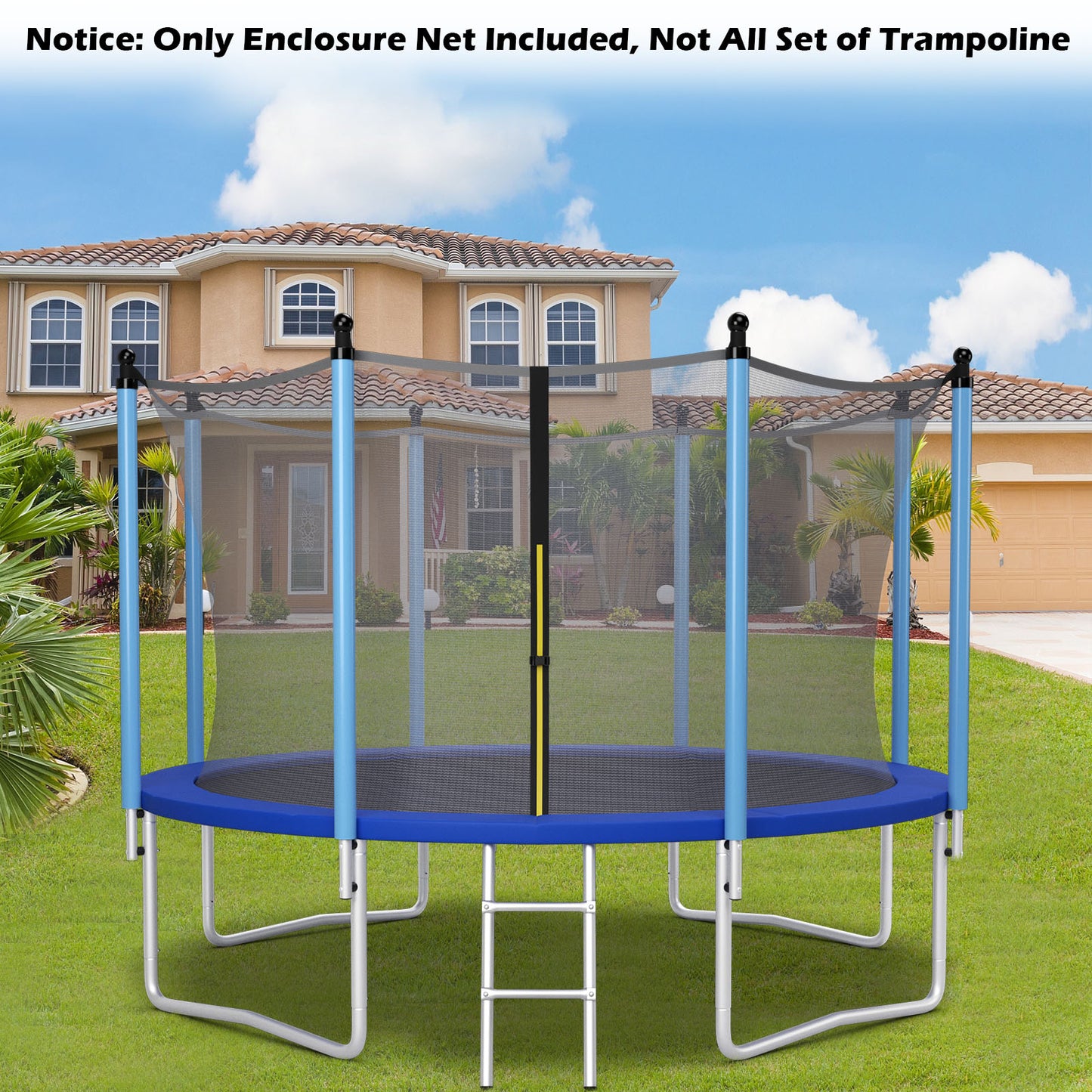 15/16 Feet Trampoline Replacement Safety Net with Adjustable Straps-15 ft Kids Crystal