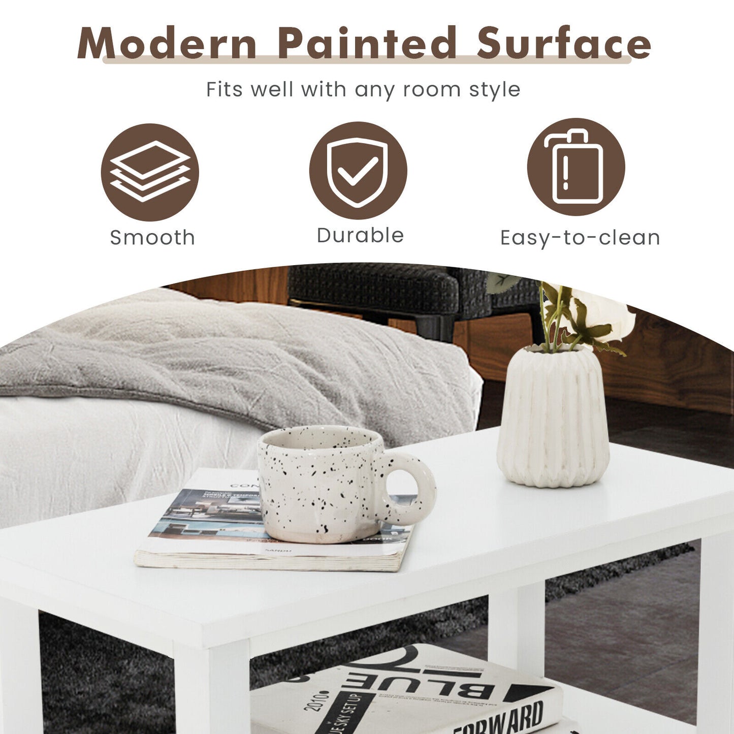 2 Pieces Wooden Bed-side Nightstand Set with 2 Drawers-White Kids Crystal