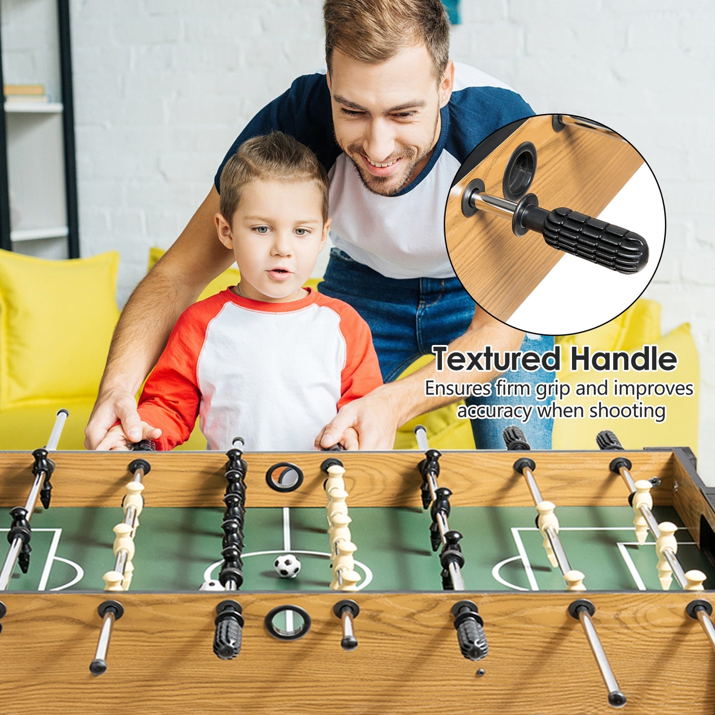 48 Inch Competition Sized Home Recreation Wooden Foosball Table-Brown Kids Crystal