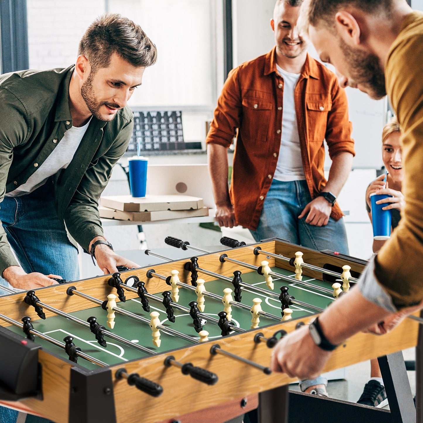 48 Inch Competition Sized Home Recreation Wooden Foosball Table-Brown Kids Crystal