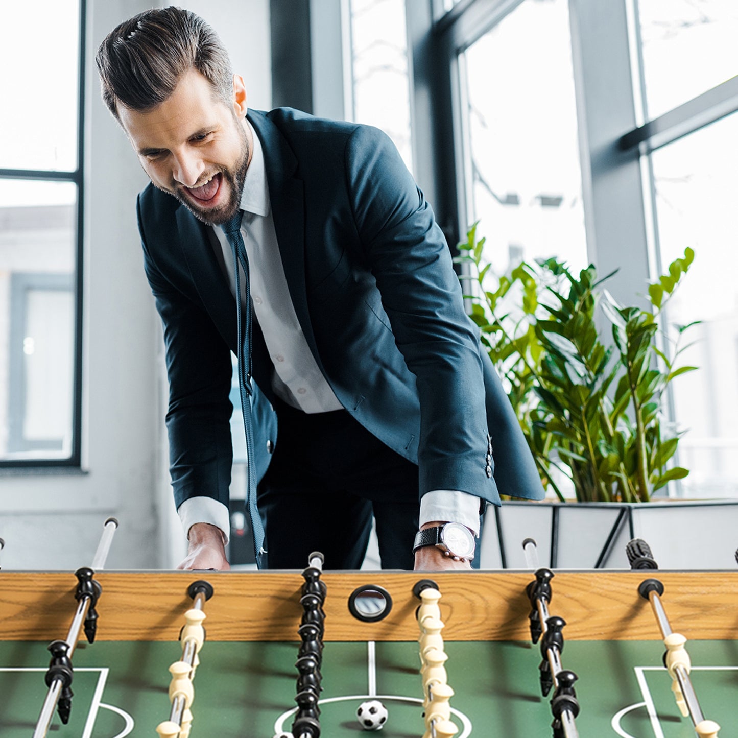 48 Inch Competition Sized Home Recreation Wooden Foosball Table-Brown Kids Crystal