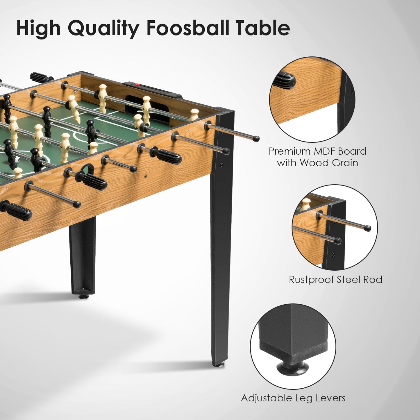48 Inch Competition Sized Home Recreation Wooden Foosball Table-Brown Kids Crystal
