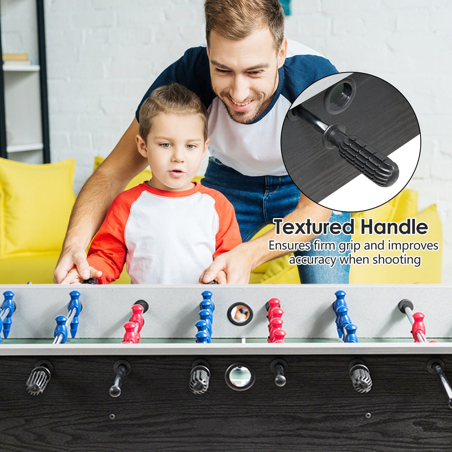 48 Inch Competition Sized Home Recreation Wooden Foosball Table-Black Kids Crystal