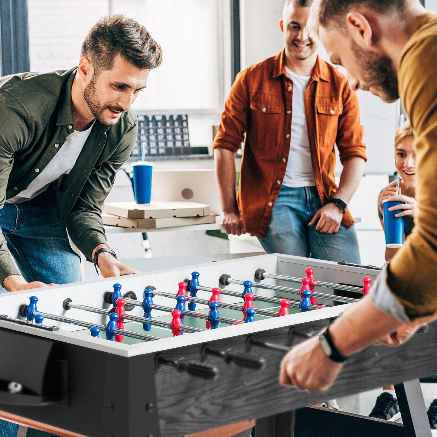 48 Inch Competition Sized Home Recreation Wooden Foosball Table-Black Kids Crystal
