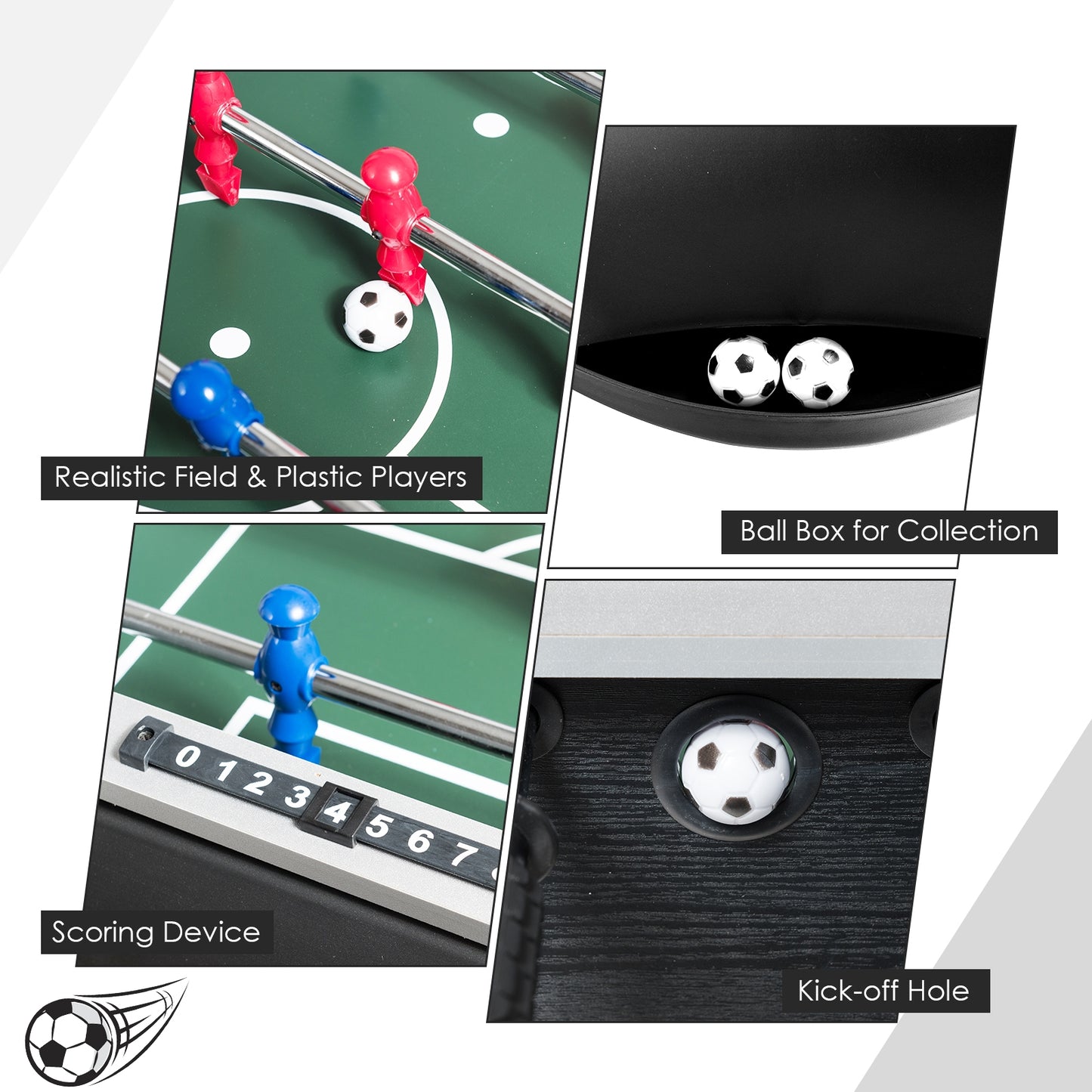 48 Inch Competition Sized Home Recreation Wooden Foosball Table-Black Kids Crystal