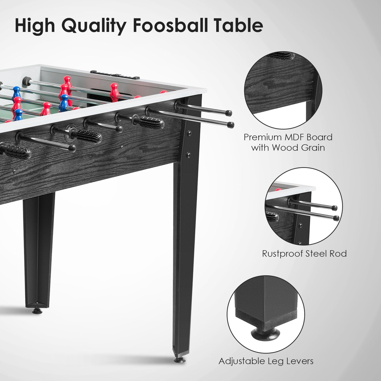 48 Inch Competition Sized Home Recreation Wooden Foosball Table-Black Kids Crystal