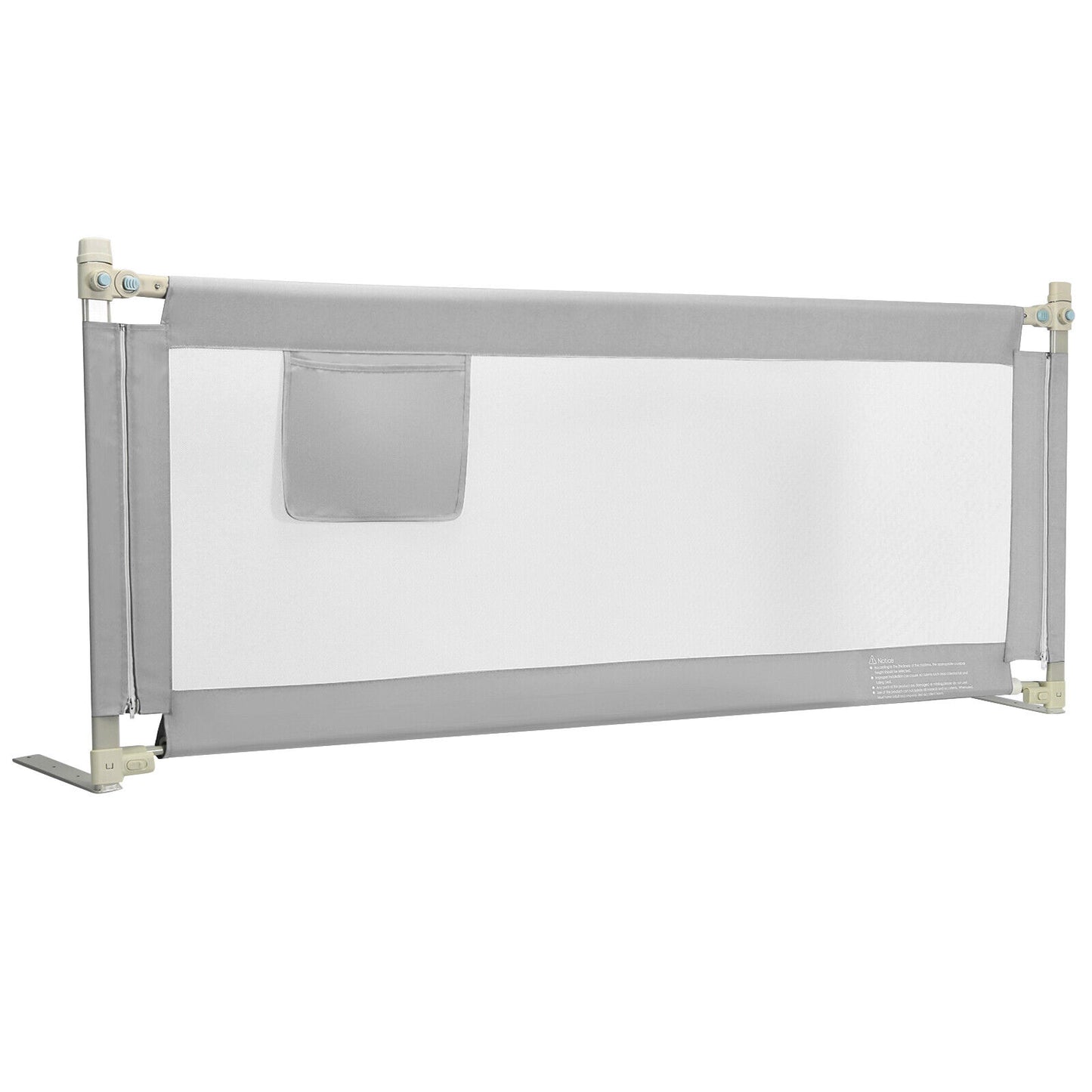76.8 Inch Baby Bed Rail with Double Safety Child Lock-Gray Kids Crystal
