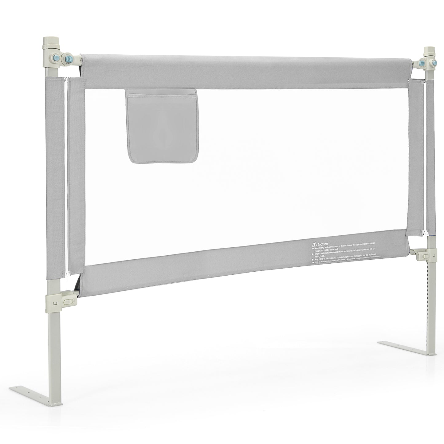57 Inch Toddlers Vertical Lifting Baby Bed Rail Guard with Lock-Gray Kids Crystal