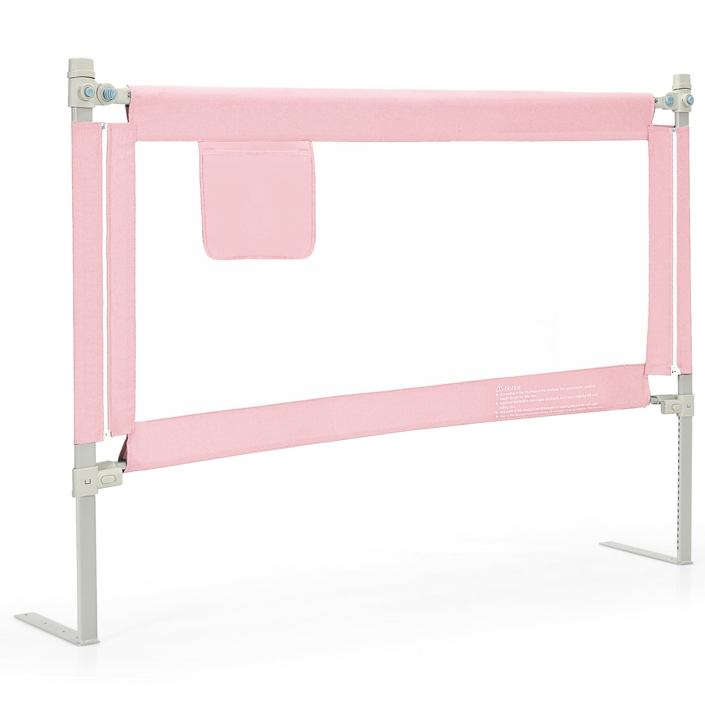 57 Inch Toddlers Vertical Lifting Baby Bed Rail Guard with Lock-Pink Kids Crystal