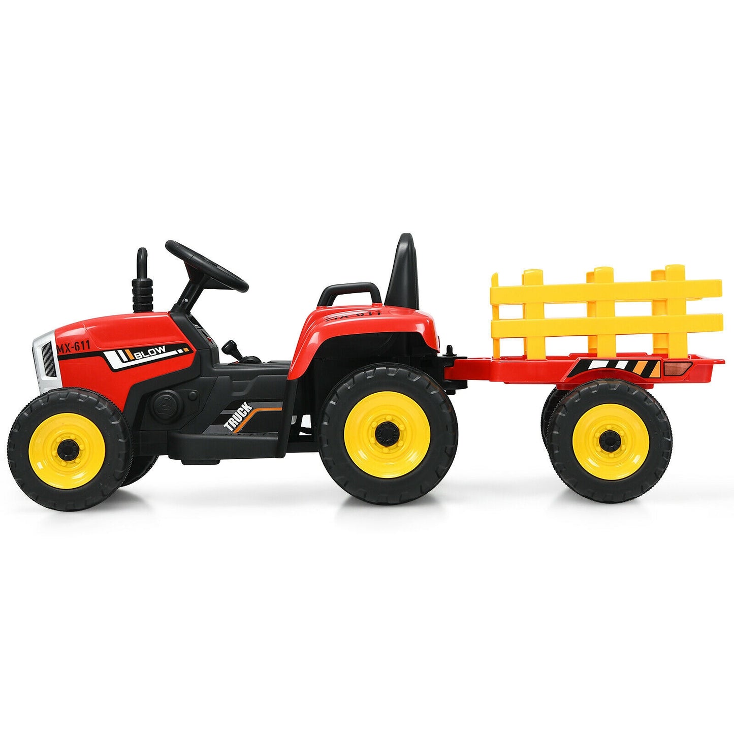 12V Ride on Tractor with 3-Gear-Shift Ground Loader for Kids 3+ Years Old-Red Kids Crystal
