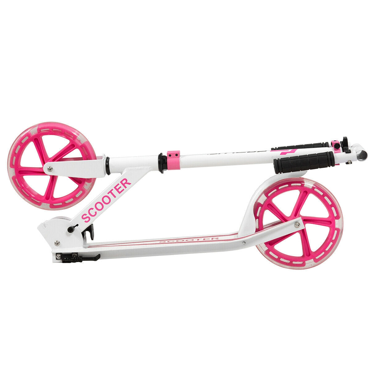 Portable Folding Sports Kick Scooter with LED Wheels-Pink Kids Crystal