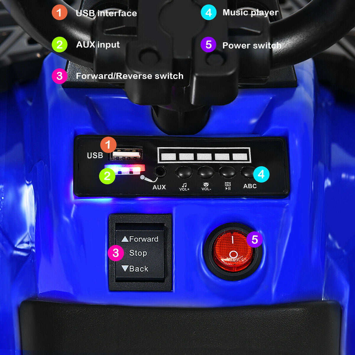 6V Battery Powered Kids Electric Ride on ATV-Blue Kids Crystal