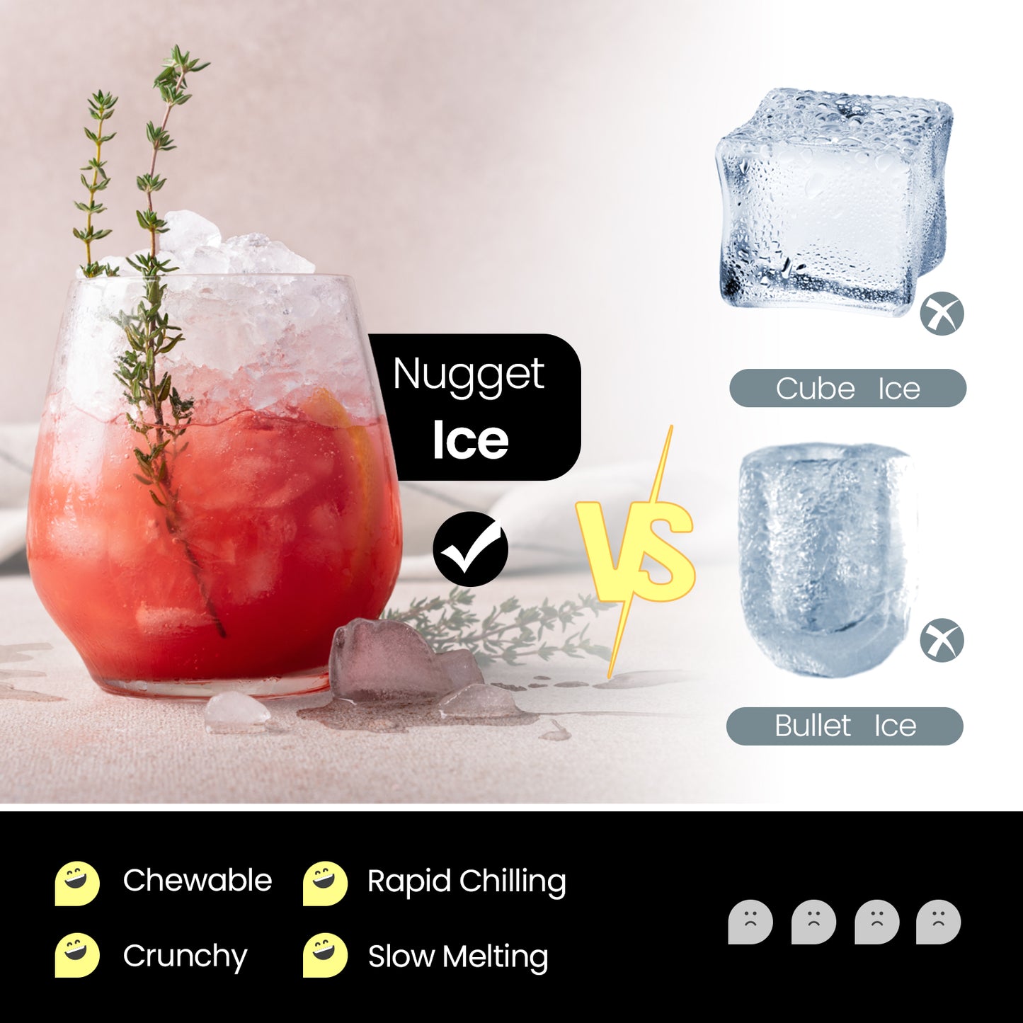 Self Dispensing Countertop Nugget Ice Maker-Silver Kids Crystal