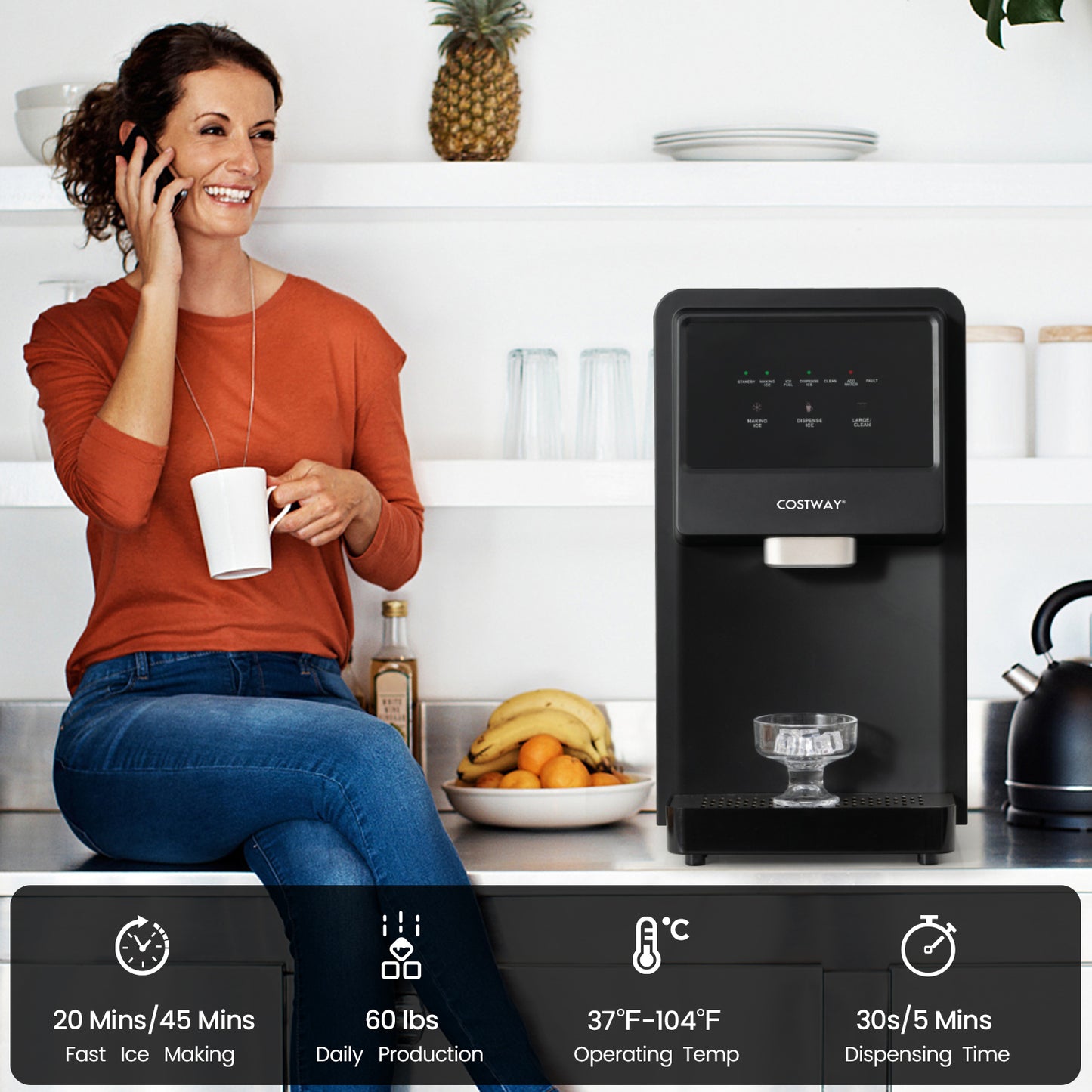 Self Dispensing Countertop Nugget Ice Maker-Silver Kids Crystal