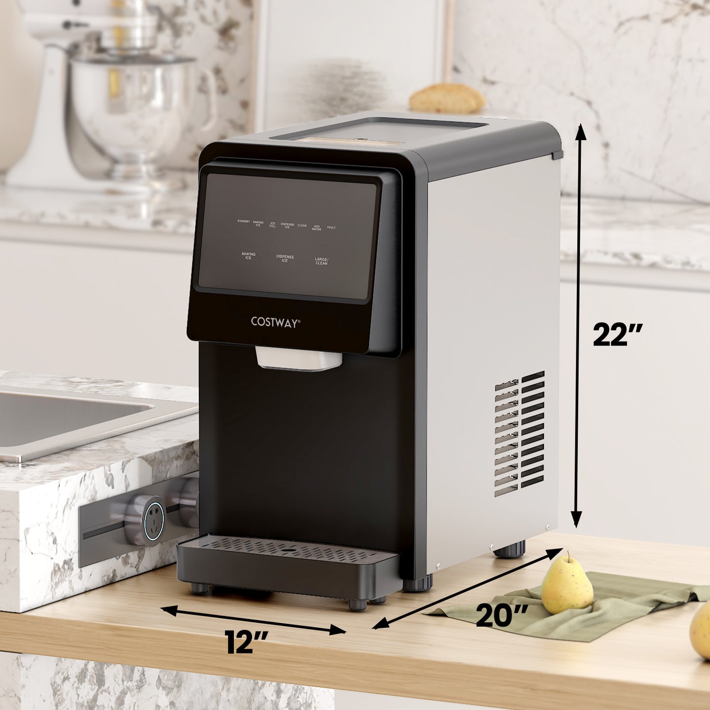 Self Dispensing Countertop Nugget Ice Maker-Silver Kids Crystal