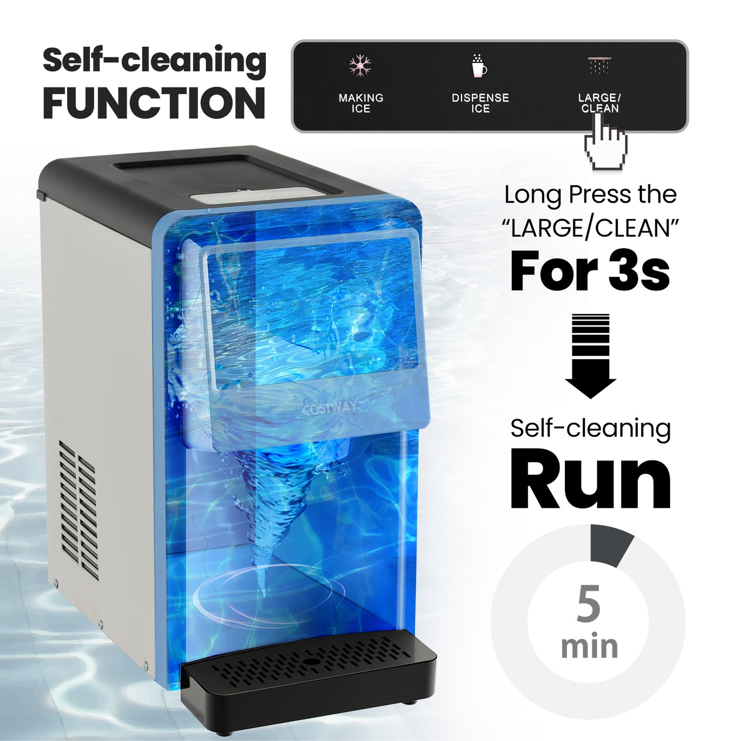 Self Dispensing Countertop Nugget Ice Maker-Silver Kids Crystal