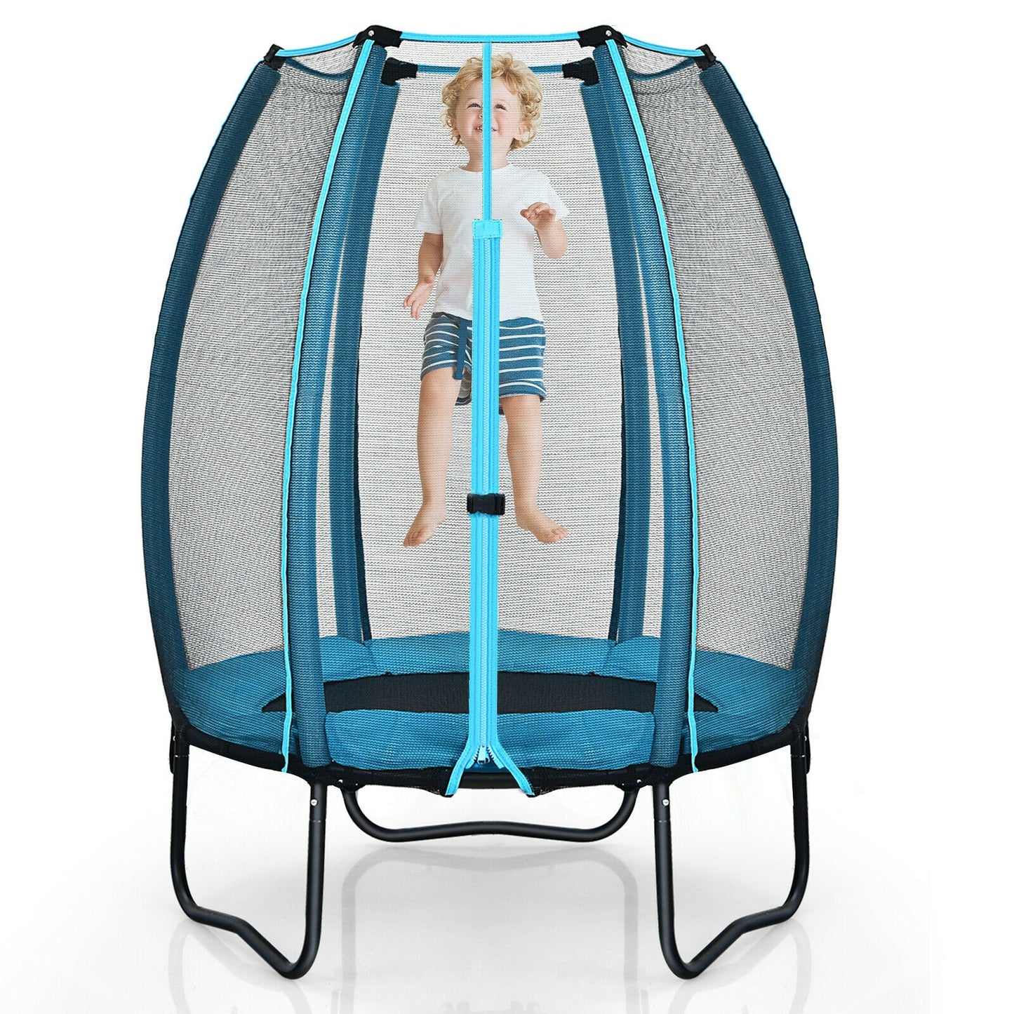 4 Feet Kids Trampoline Recreational Bounce Jumper with Enclosure Net-Blue Kids Crystal