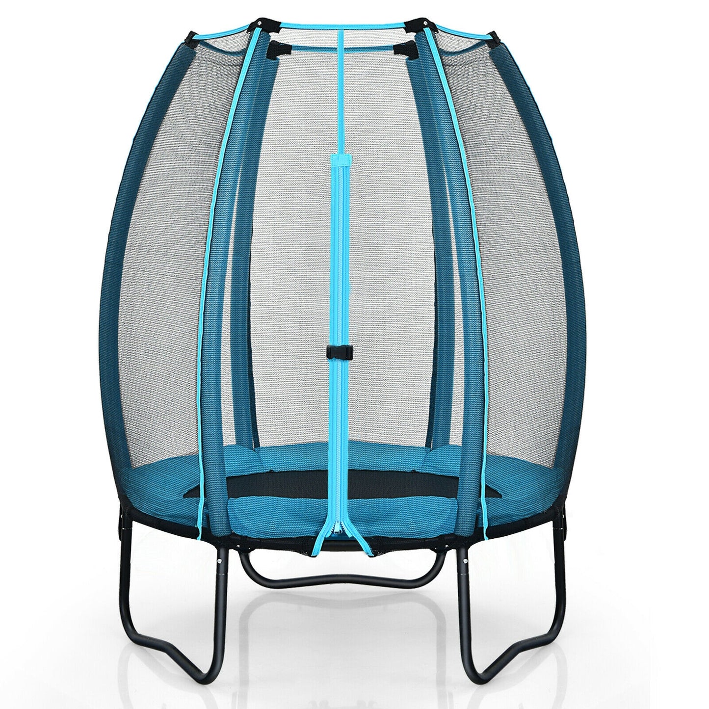 4 Feet Kids Trampoline Recreational Bounce Jumper with Enclosure Net-Blue Kids Crystal