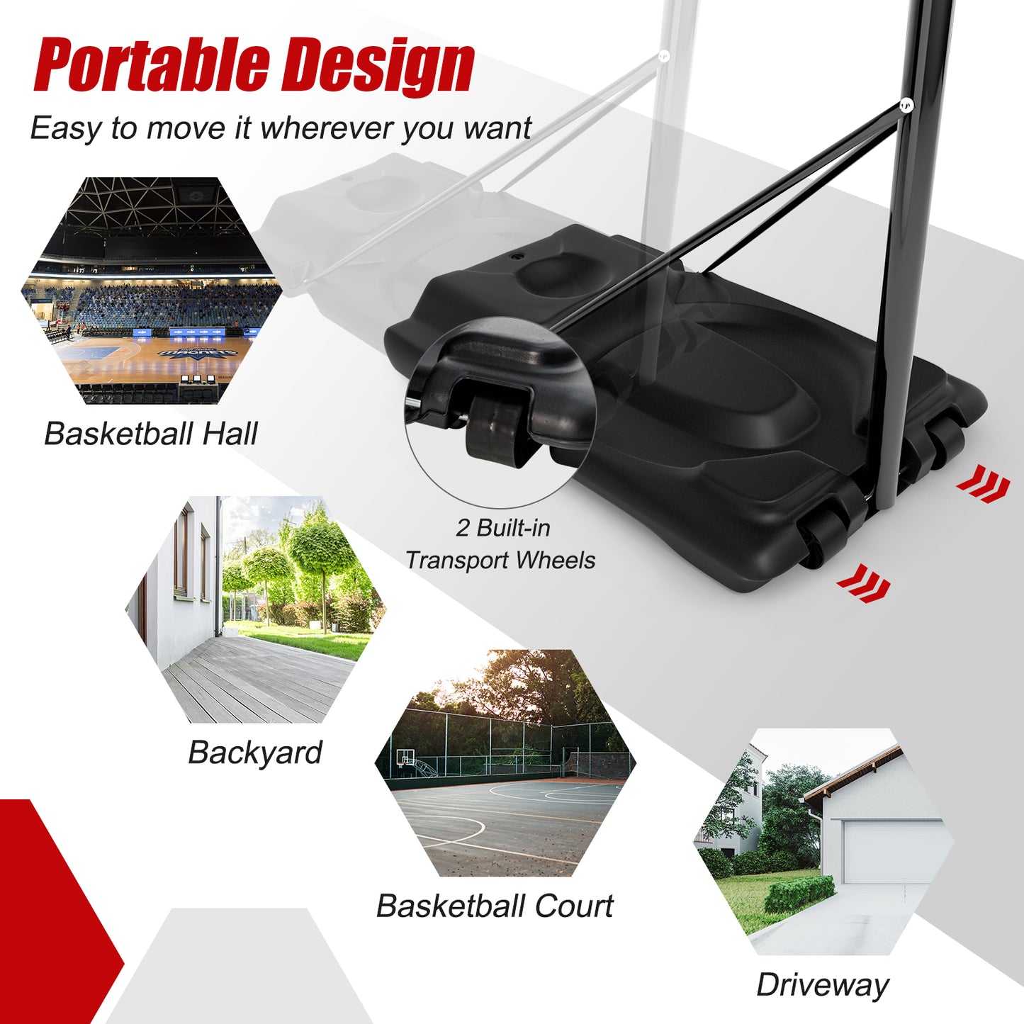 Height Adjustable Portable Shatterproof Backboard Basketball Hoop with 2 Nets Kids Crystal