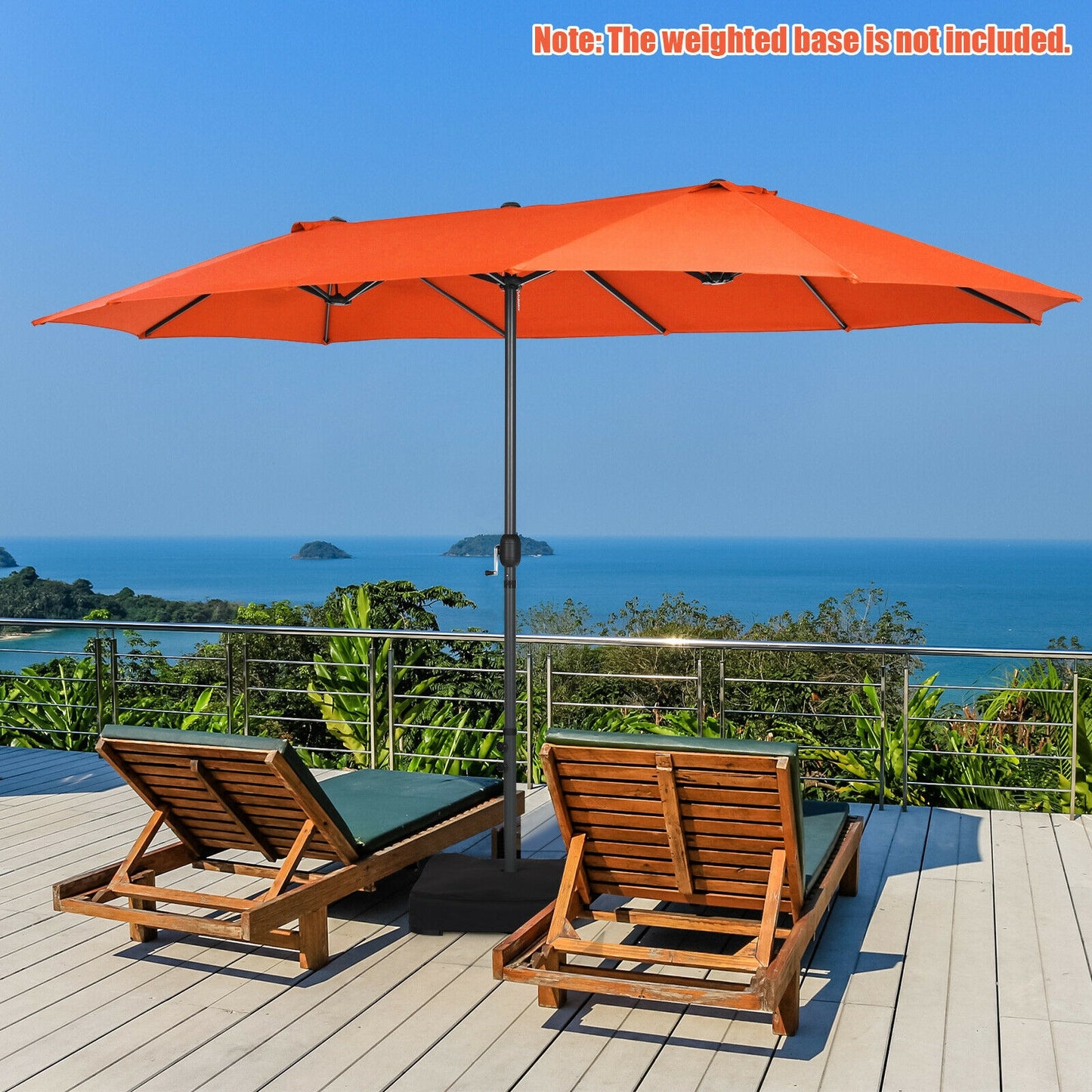 15 Feet Patio Double-Sided Umbrella with Hand-Crank System-Orange Kids Crystal