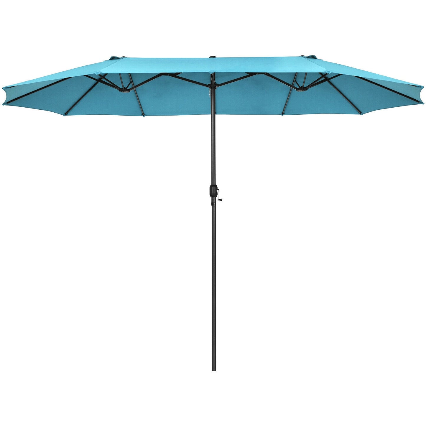 15 Feet Patio Double-Sided Umbrella with Hand-Crank System-Turquoise Kids Crystal