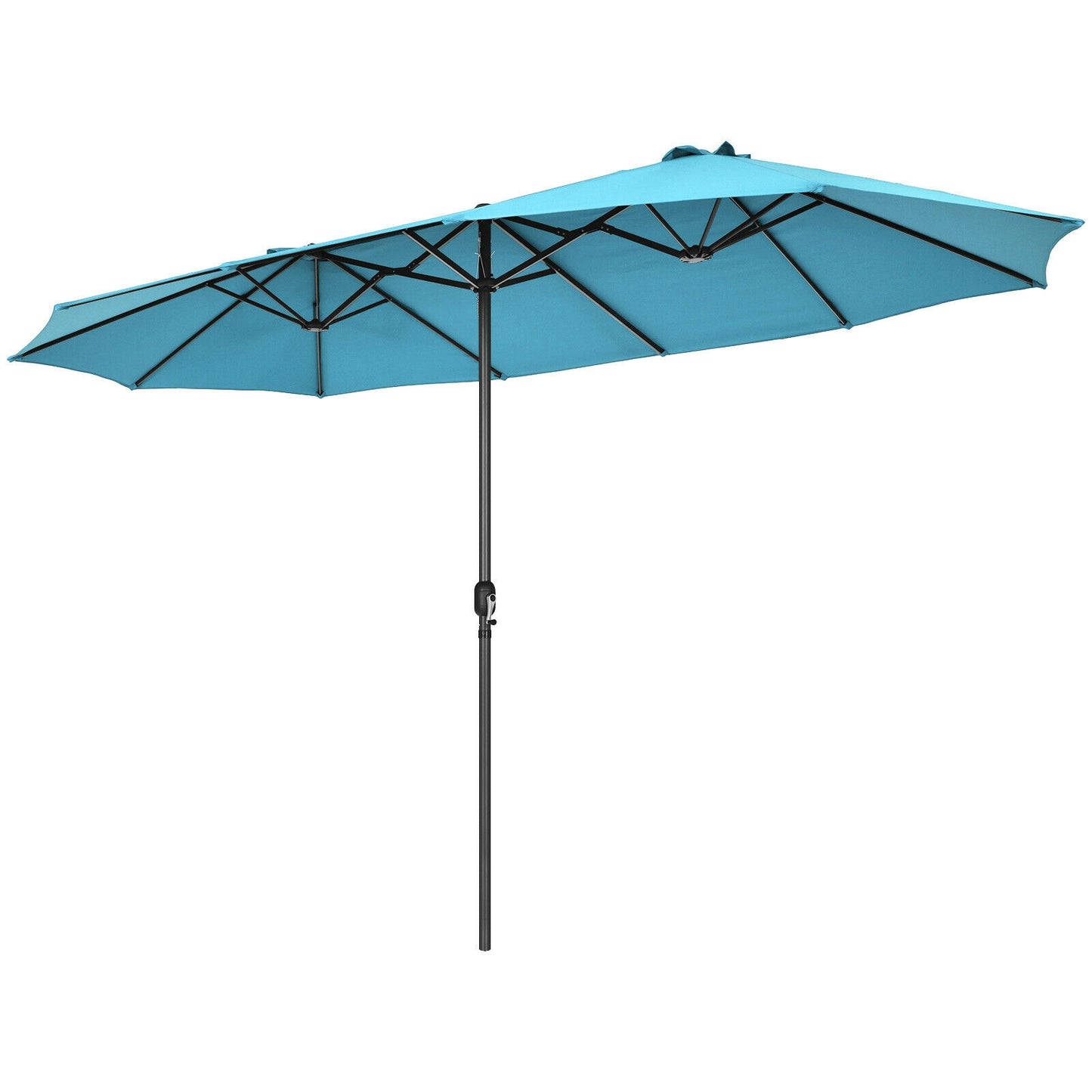 15 Feet Patio Double-Sided Umbrella with Hand-Crank System-Turquoise Kids Crystal