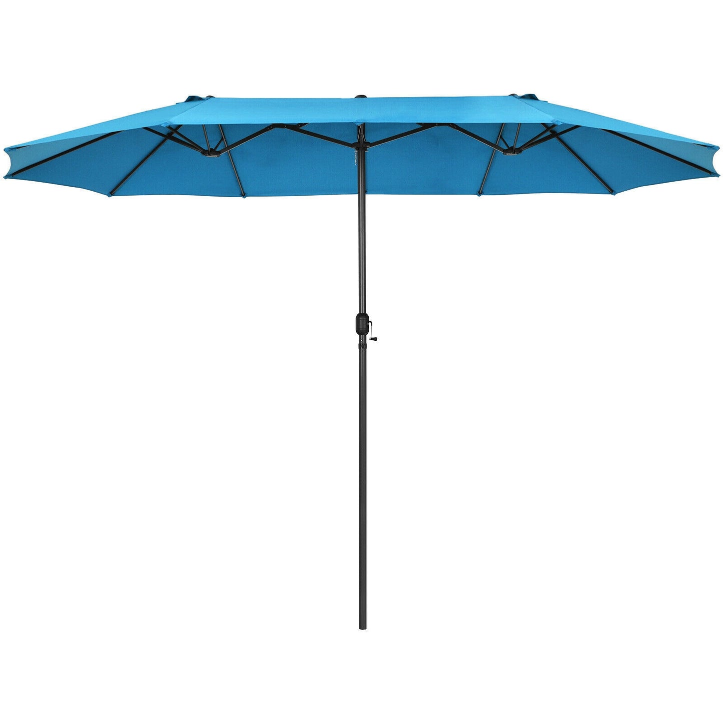 15 Feet Patio Double-Sided Umbrella with Hand-Crank System-Blue Kids Crystal