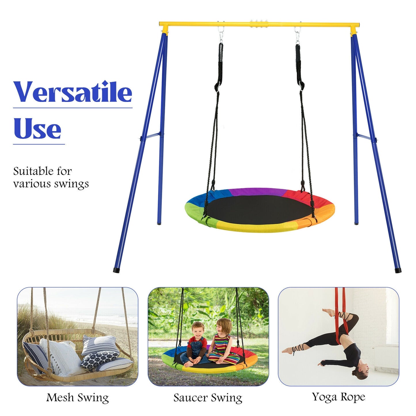 Extra Large Heavy Duty A-Frame Steel Swing Stand Kids Crystal