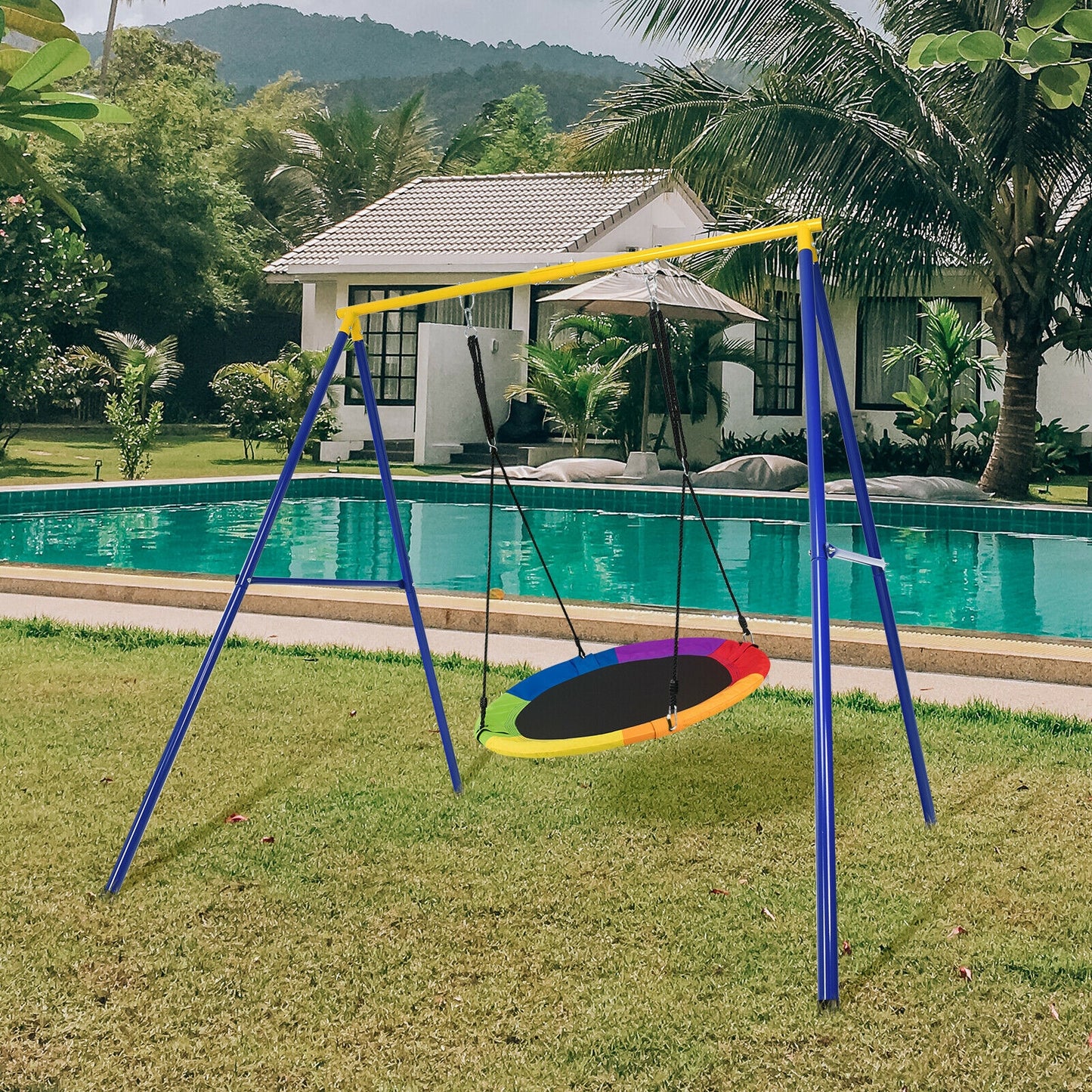 Extra Large Heavy Duty A-Frame Steel Swing Stand Kids Crystal