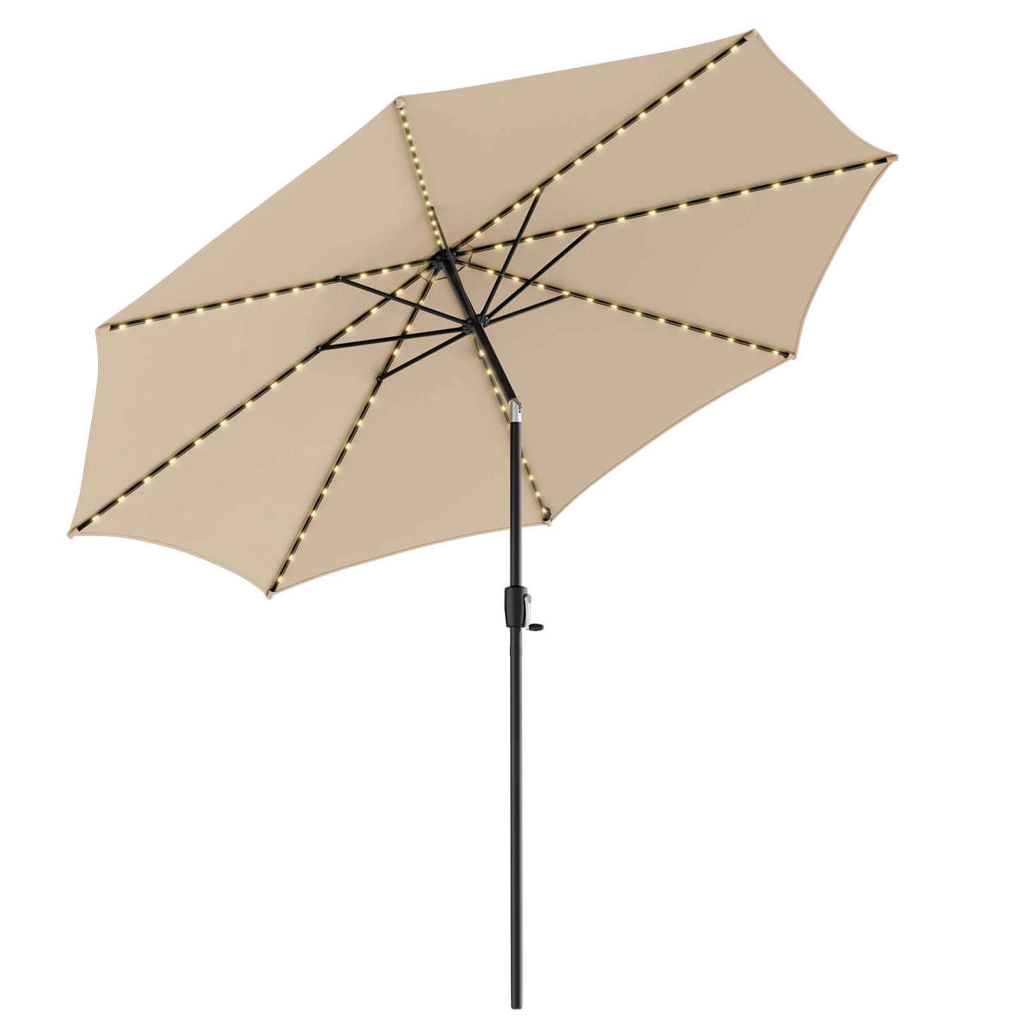 10 Feet Patio Umbrella with 112 Solar Lights and Crank Handle-Beige Kids Crystal