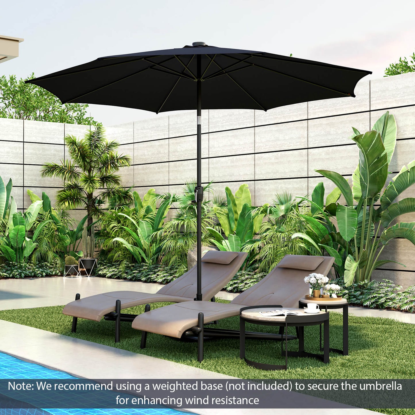 10 Feet Patio Umbrella with 112 Solar Lights and Crank Handle-Navy Kids Crystal