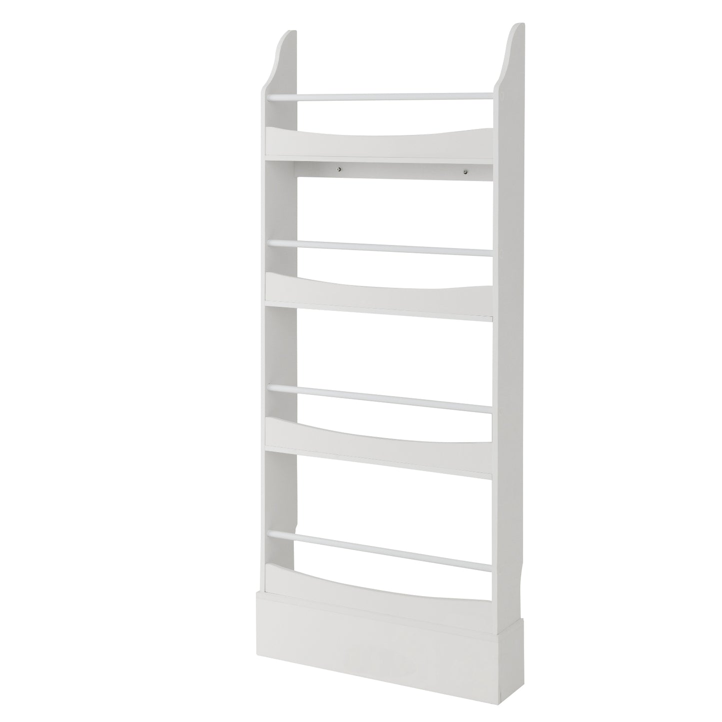 4-Tier Bookshelf with 2 Anti-Tipping Kits for Books and Magazines-White Kids Crystal