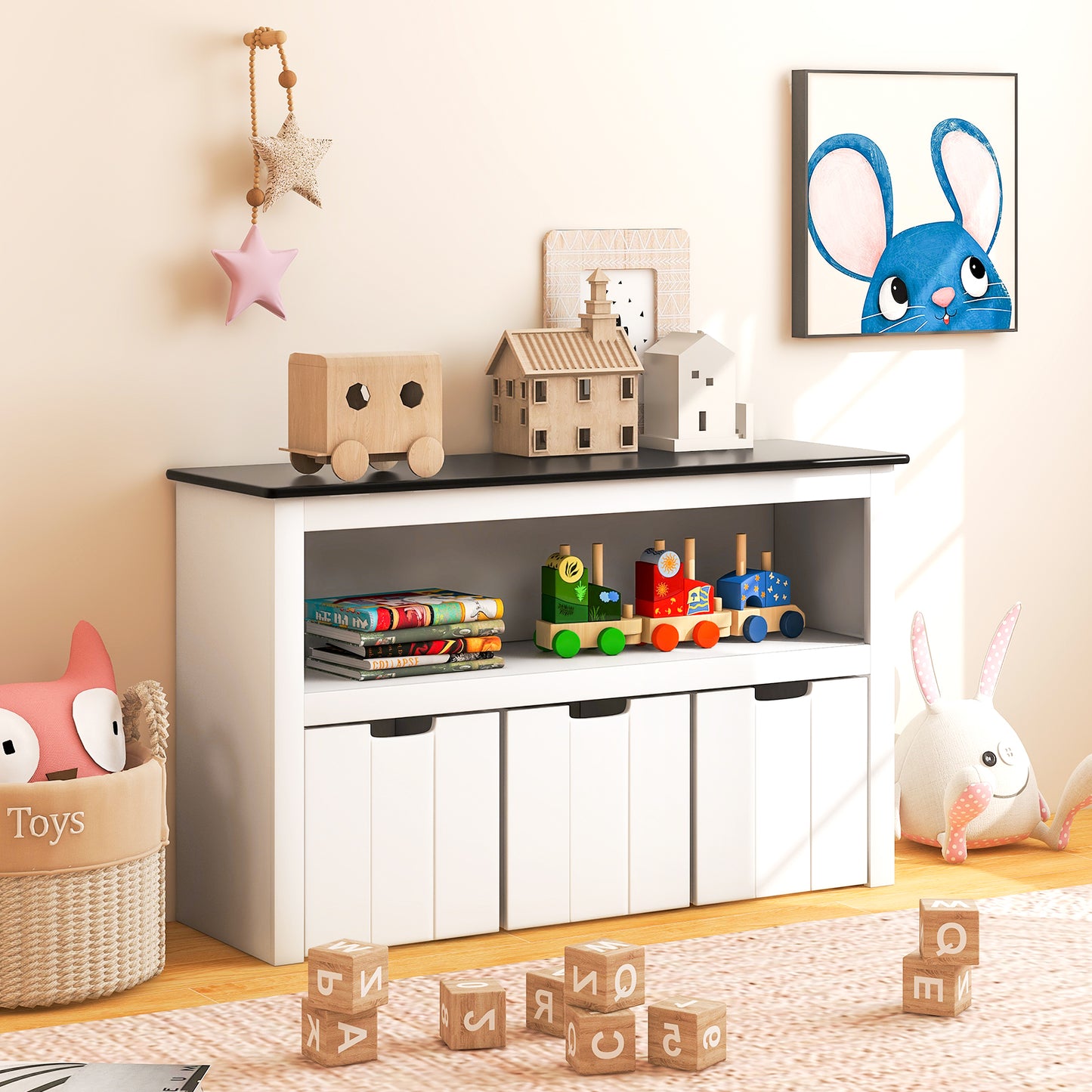 Kids Toy Storage Organizer with Blackboard Top-3-Drawer Kids Crystal