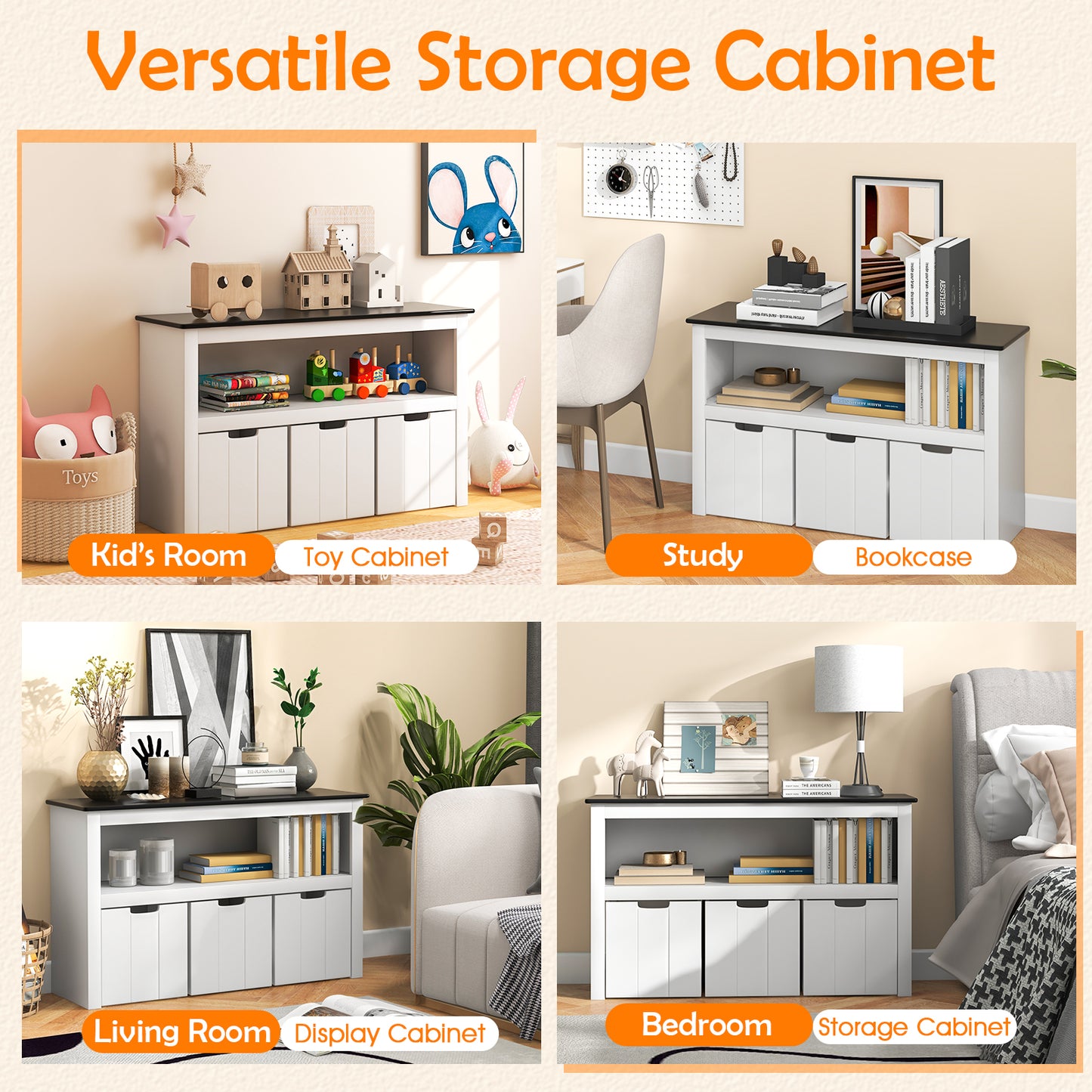 Kids Toy Storage Organizer with Blackboard Top-3-Drawer Kids Crystal