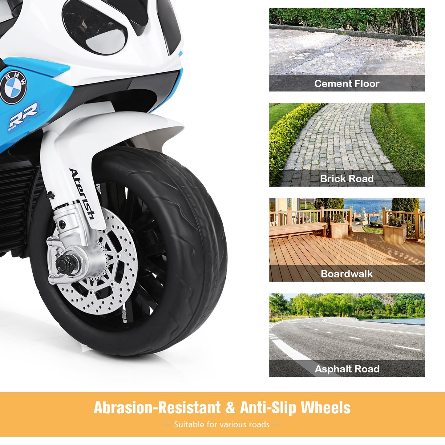 6V Kids 3 Wheels Riding BMW Licensed Electric Motorcycle-Blue Kids Crystal