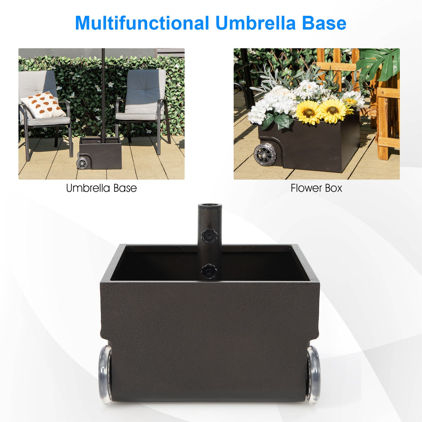 150 Pounds Patio Umbrella Base Stand Wheels Planter Outdoor-Black Kids Crystal