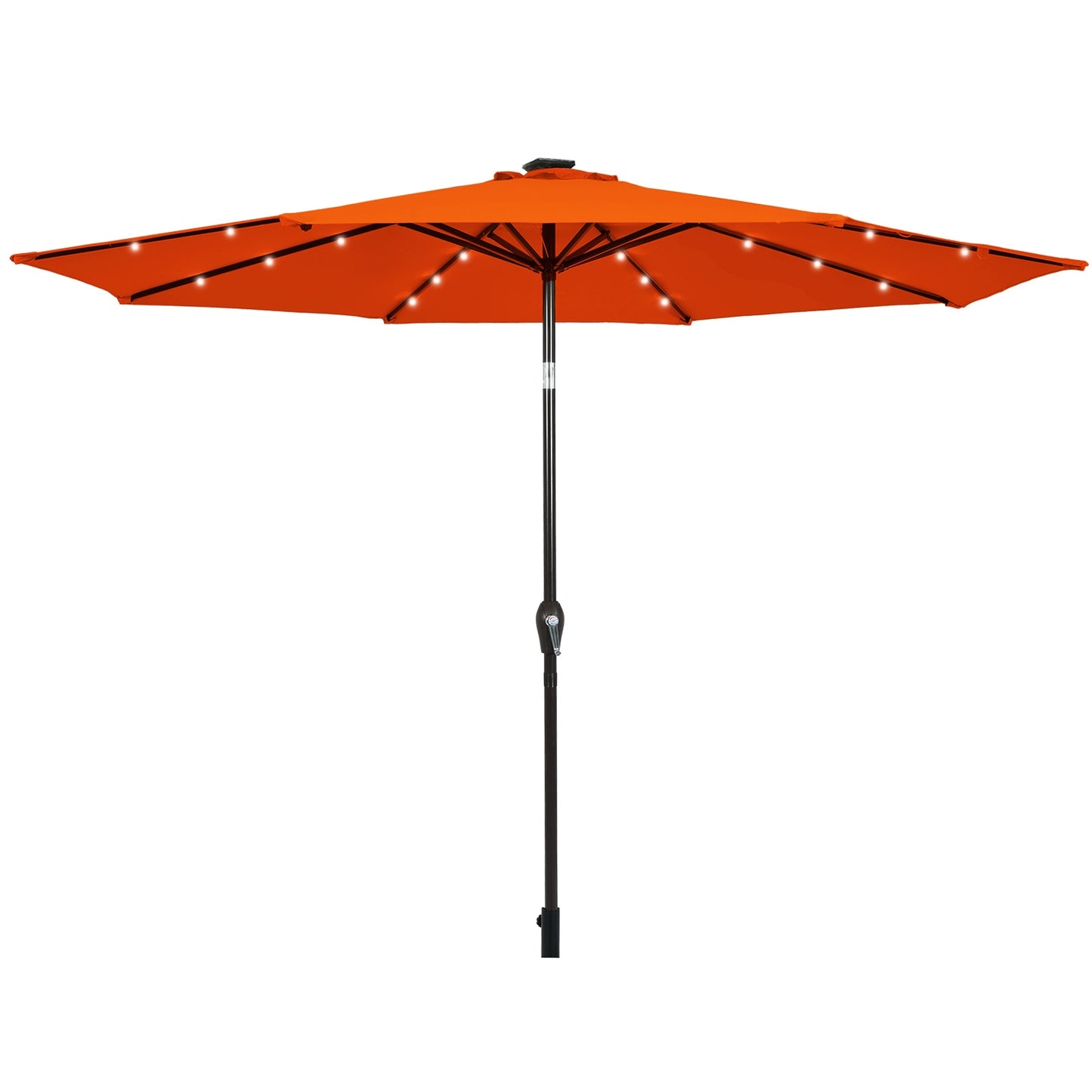 10' Solar LED Lighted Patio Market Umbrella Shade Tilt Adjustment Crank-Orange Kids Crystal