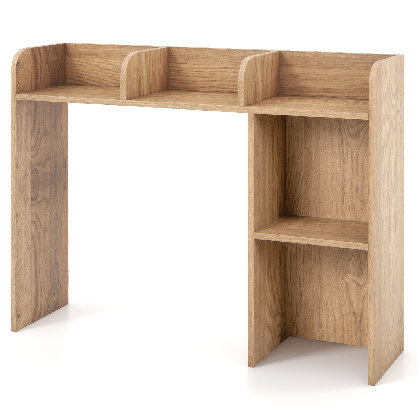 3-Tier Multipurpose Desk Bookshelf with 4 Shelves-Natural Kids Crystal