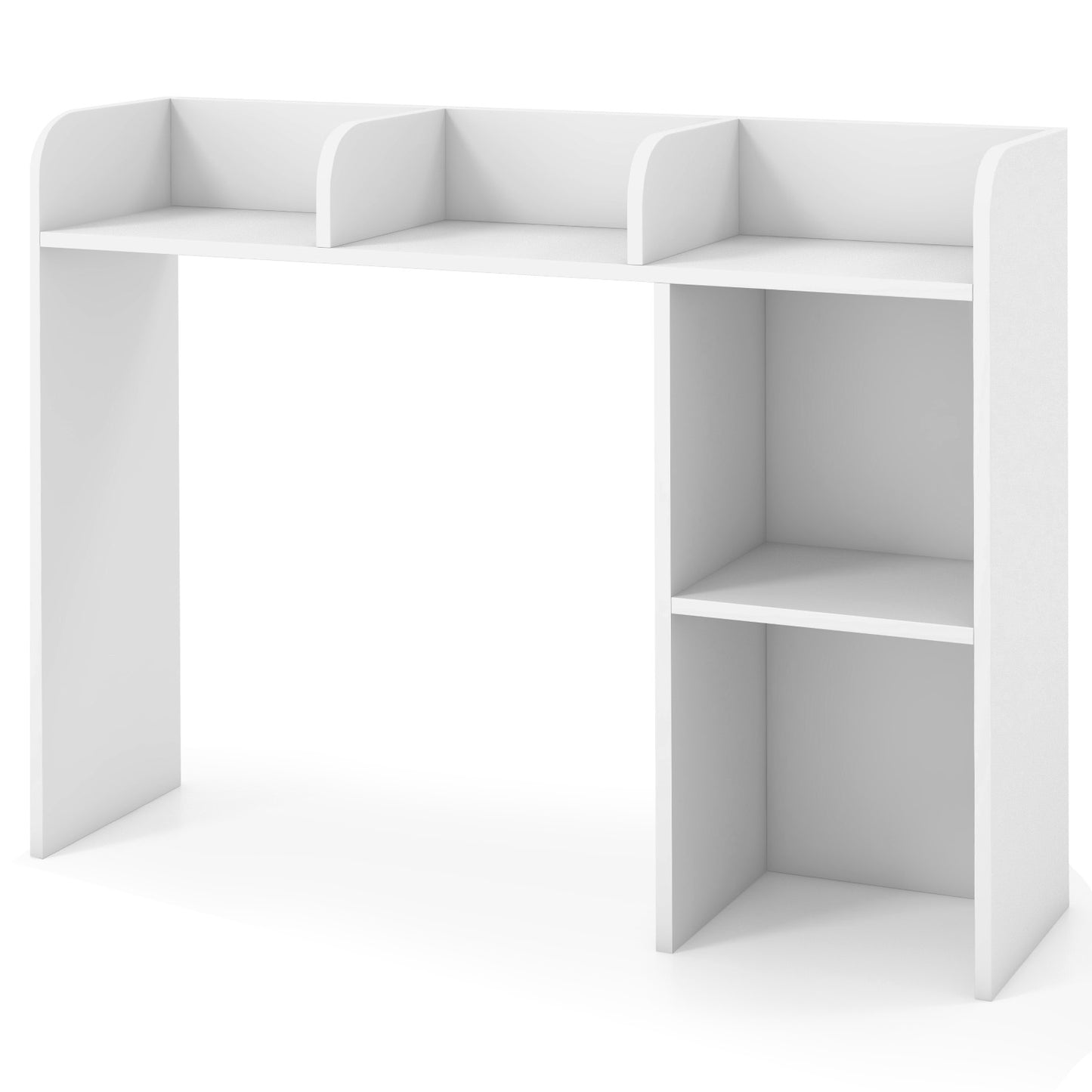 3-Tier Multipurpose Desk Bookshelf with 4 Shelves-White Kids Crystal