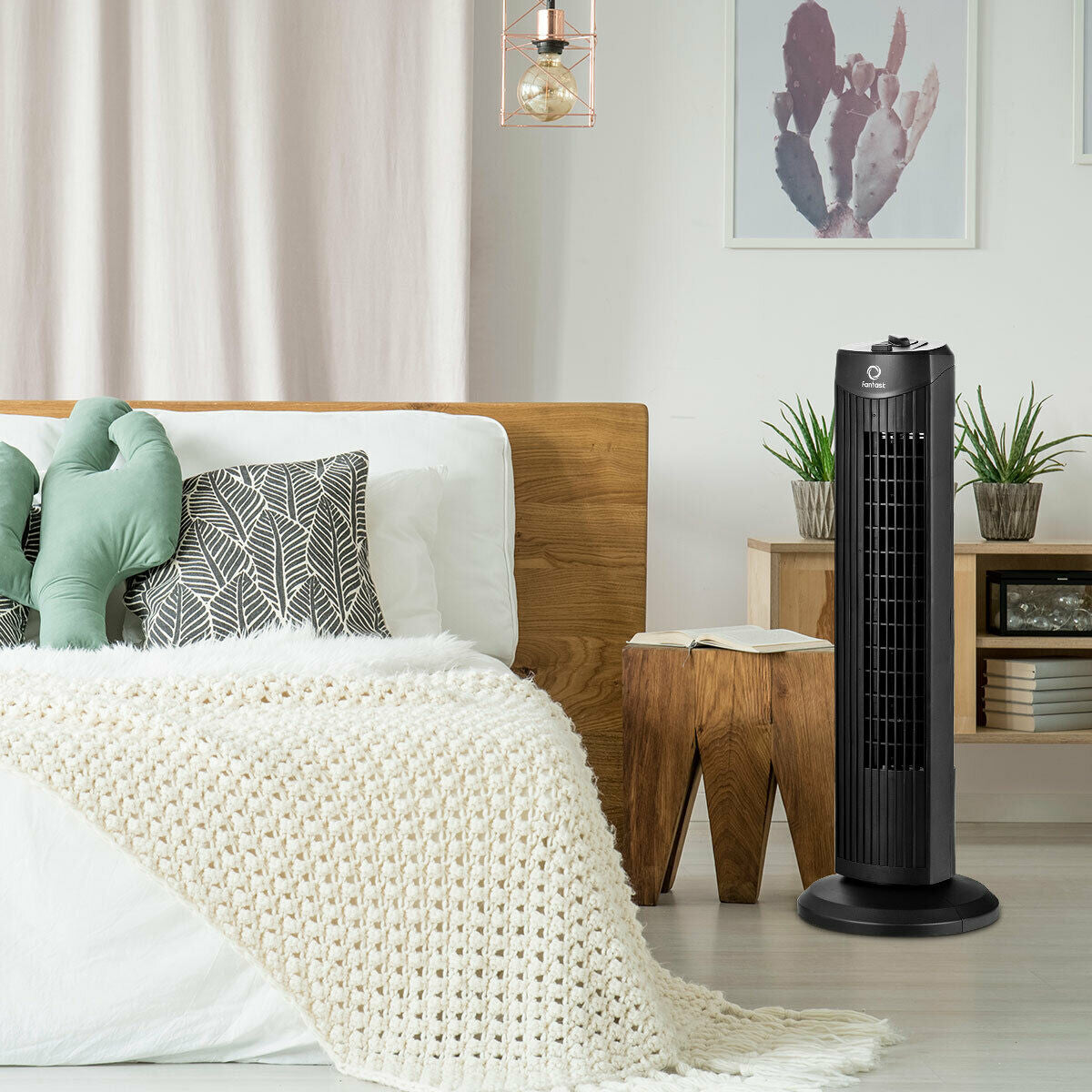 Fantask 35W 28 Inch Quiet Bladeless Oscillating Tower Fan-Black Kids Crystal