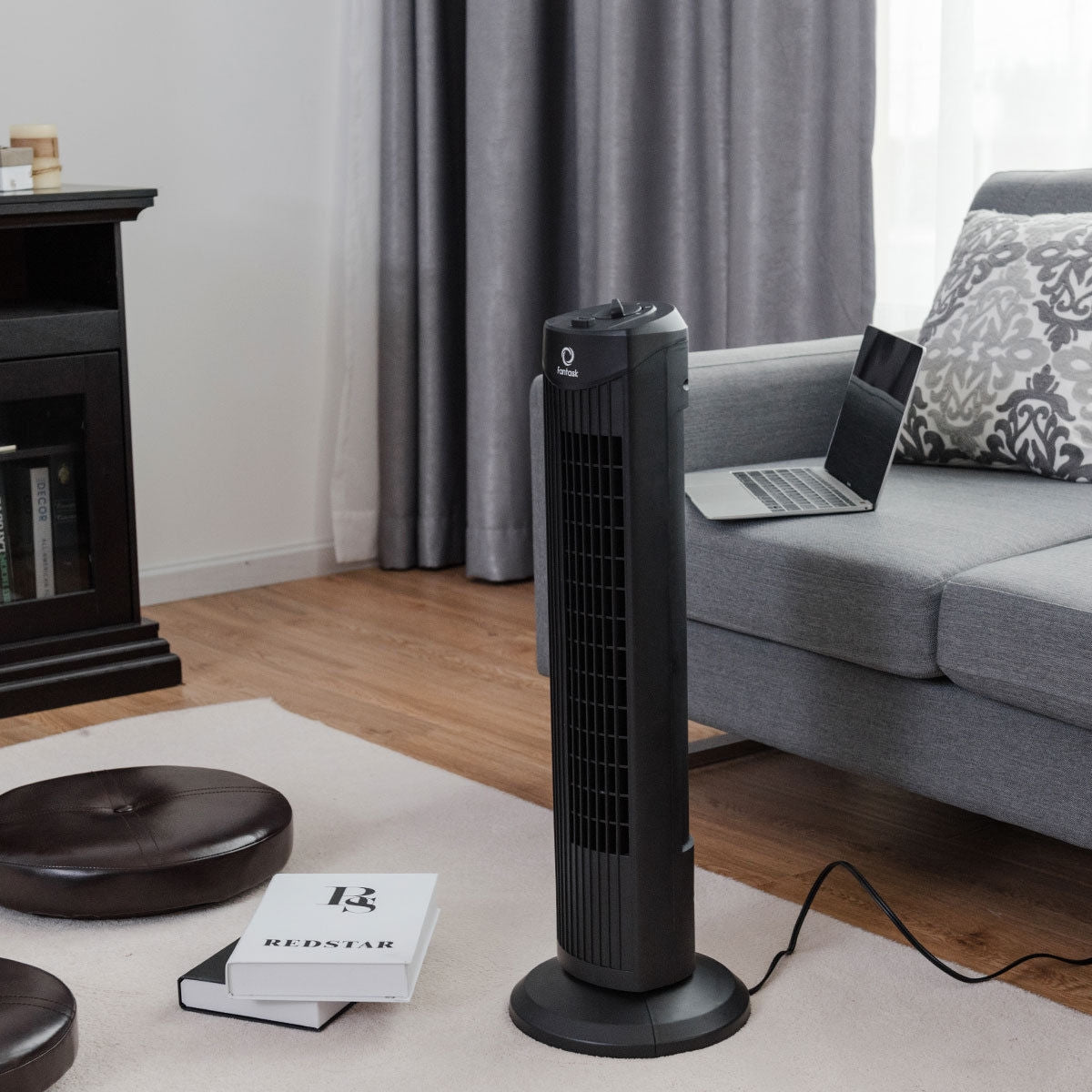 Fantask 35W 28 Inch Quiet Bladeless Oscillating Tower Fan-Black Kids Crystal
