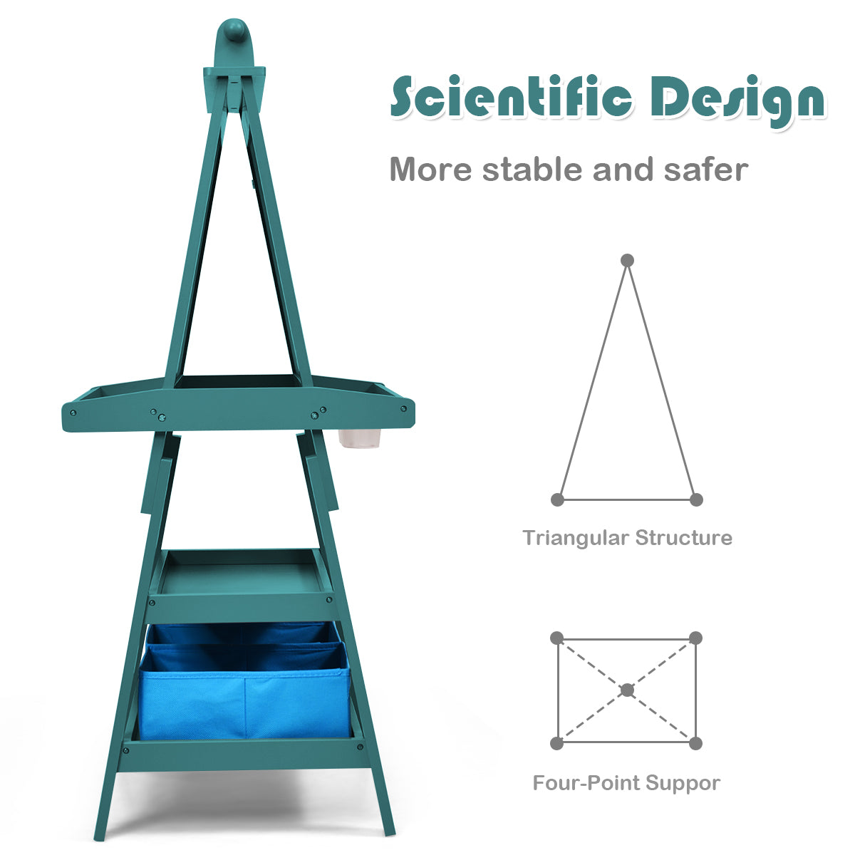 3 in 1 Double-Sided Storage Art Easel-Green Kids Crystal