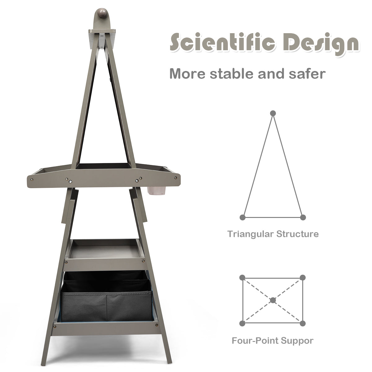 3 in 1 Double-Sided Storage Art Easel-Gray Kids Crystal
