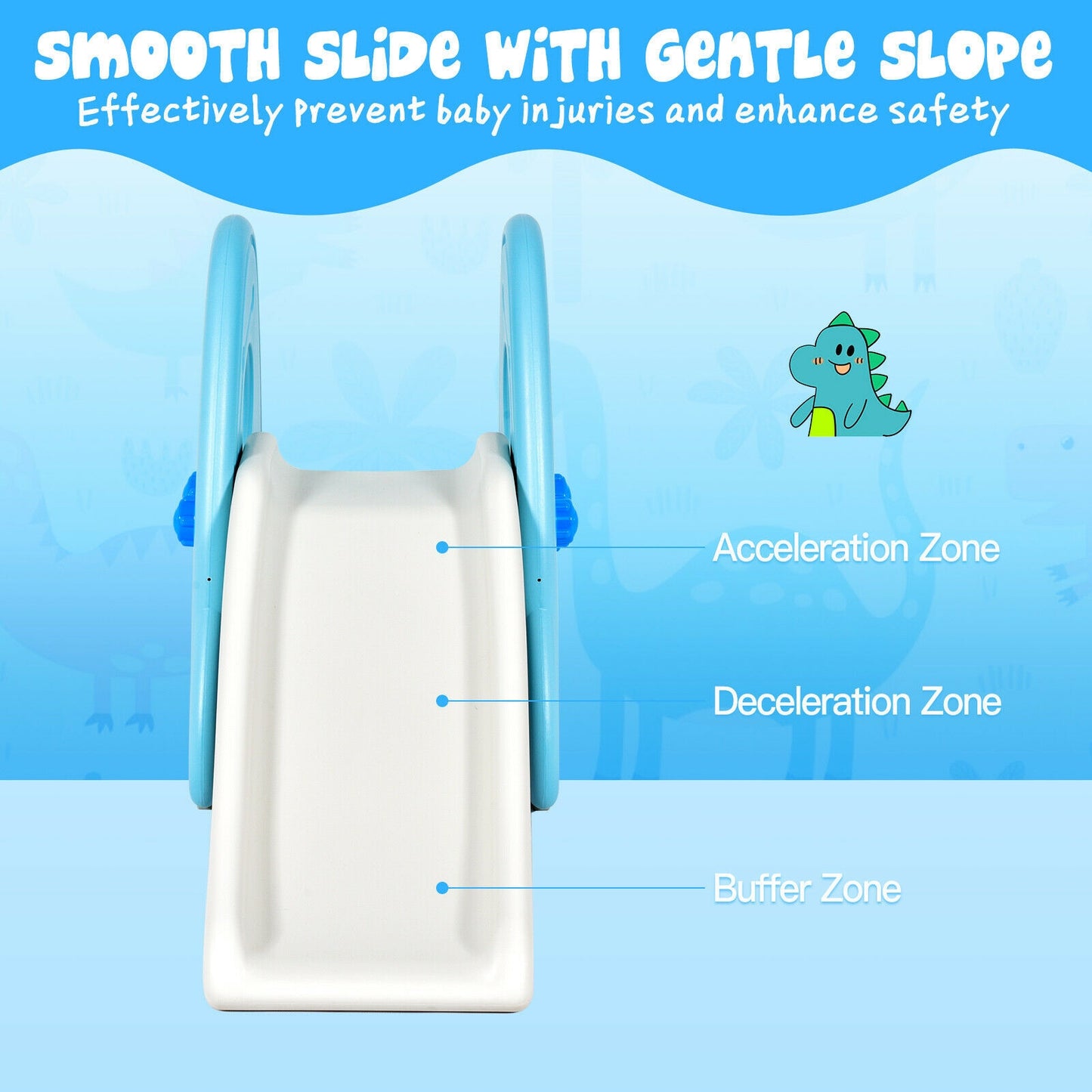 Freestanding Baby Slide Indoor First Play Climber Slide Set for Boys Girls-Blue Kids Crystal