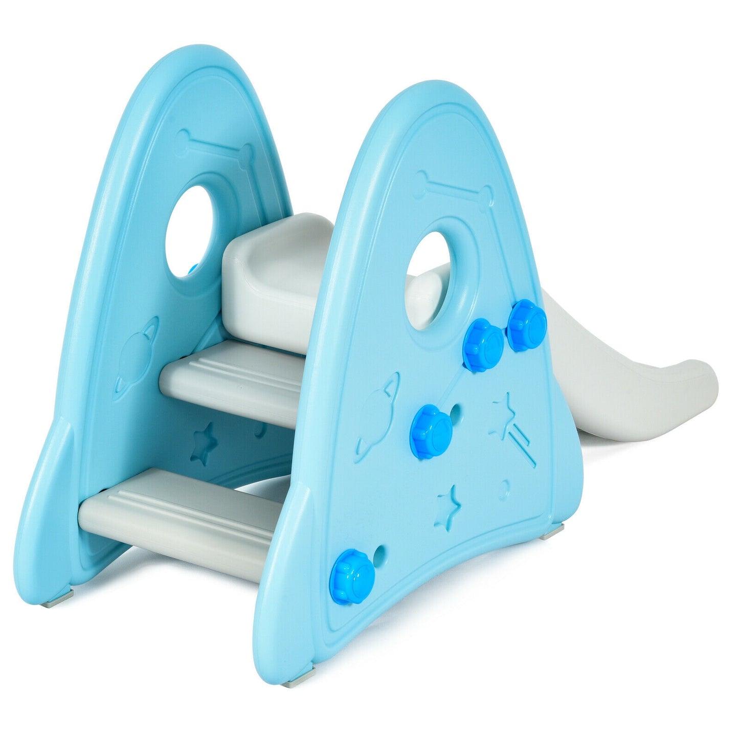 Freestanding Baby Slide Indoor First Play Climber Slide Set for Boys Girls-Blue Kids Crystal