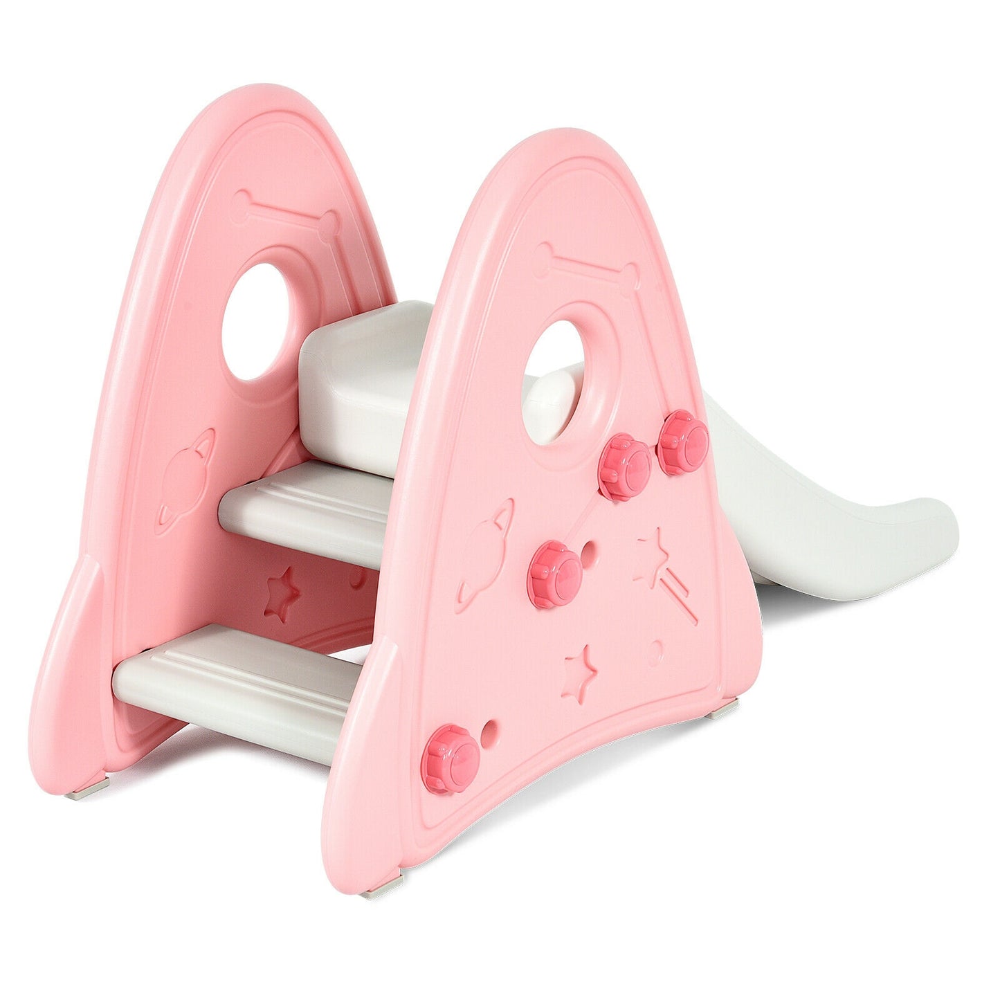 Freestanding Baby Slide Indoor First Play Climber Slide Set for Boys Girls-Pink Kids Crystal