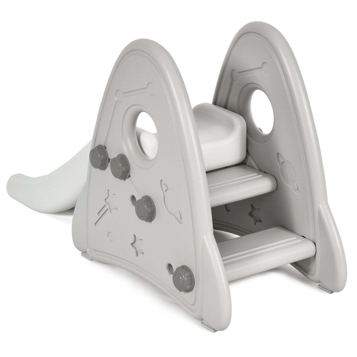 Freestanding Baby Slide Indoor First Play Climber Slide Set for Boys Girls-Gray Kids Crystal